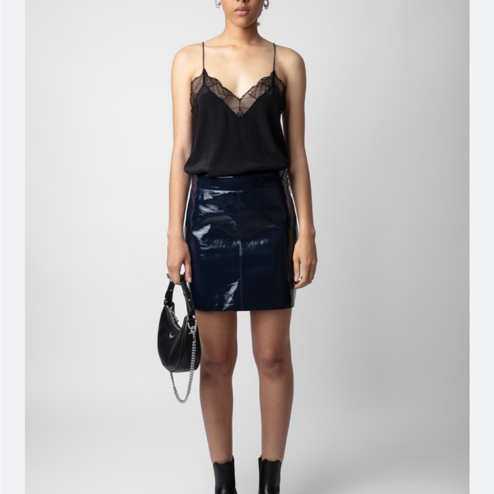 Zadig & Voltaire Jinette Vinyl Skirt Branded With Tags